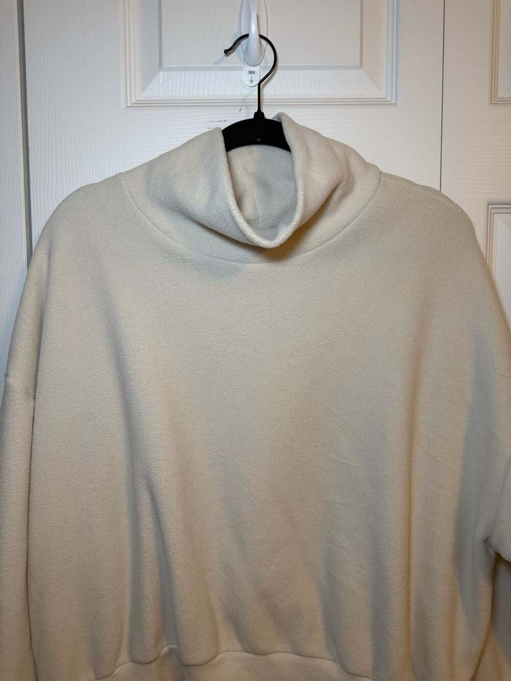 Performance Fleece Cowl Neck Pullover Sweater Cream Size XL